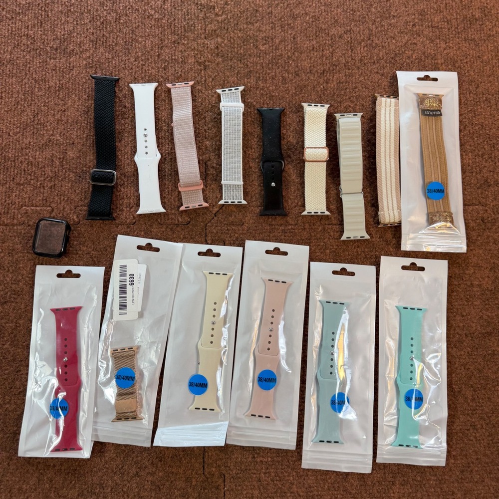 Lot of 14 Apple Watch Compatible Bands 38/40mm Silicone Nylon Mesh Braxley Case